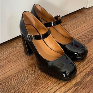 SEXY Sezane feminine flirty fun Black Patent Leather Mary Jane Heels 38 💋